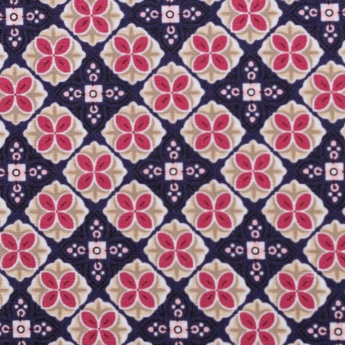 Baumwolle | JULIA Rauten Blumen | lila rosa